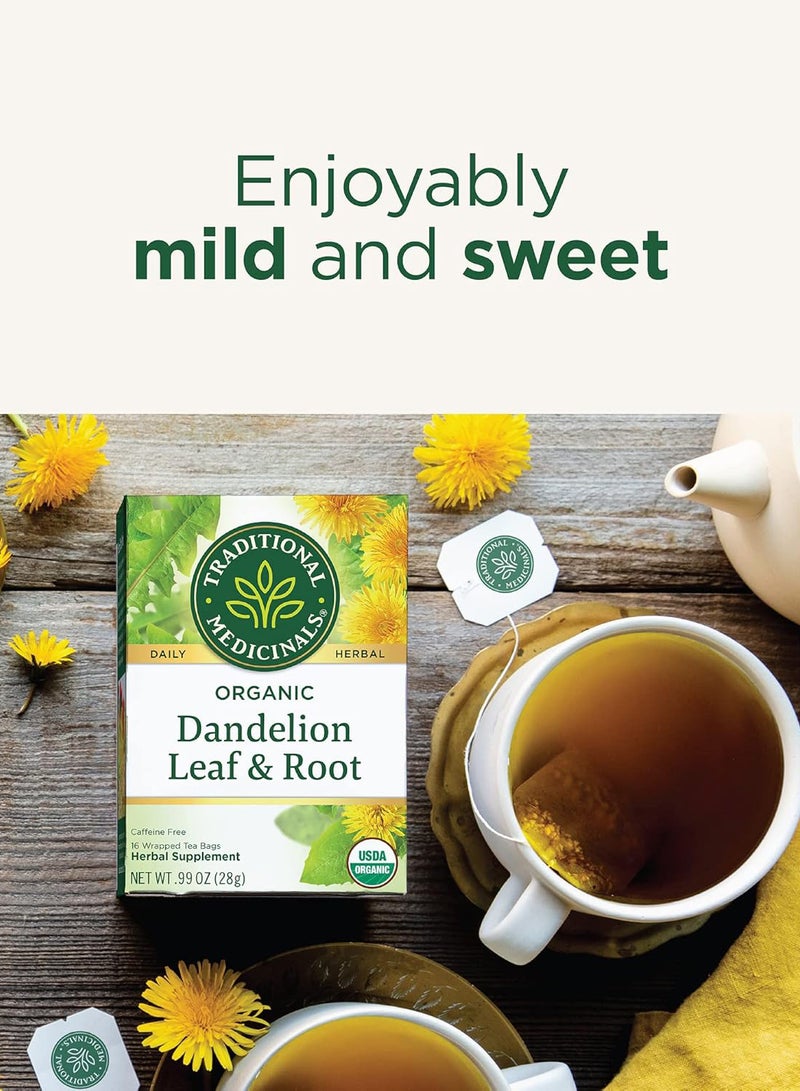 Traditional Medicinals Organic Dandelion Leaf & Root For Detox & Kidney Health, Caffeine Free, 16 Tea Bags 28grams - Image 3